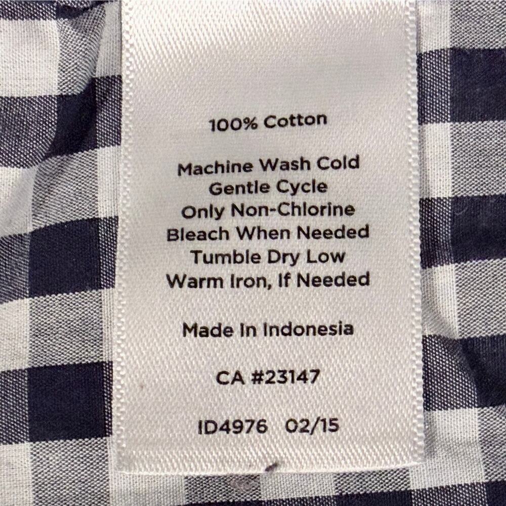 Talbots Navy & White Gingham Button Down Shirt‎ - 100% Cotton - Women's Size L - Picture 4 of 6